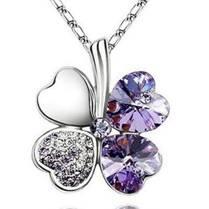 👑Purple Crystal Four Leaf Clover Shamrock Pendant